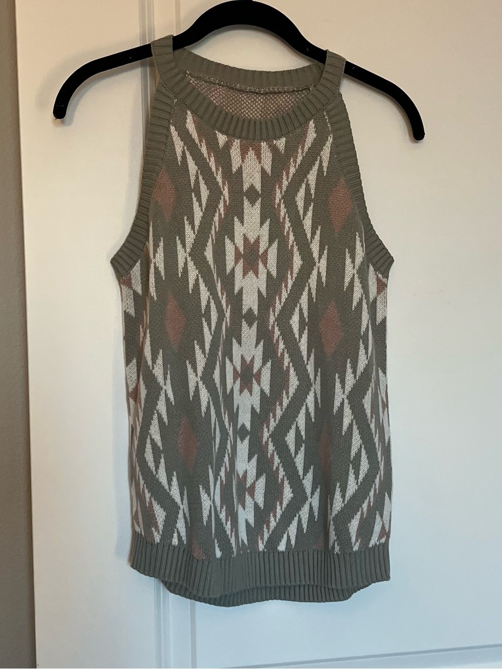 Sleeveless Aztec Sweater Knit Tank Top